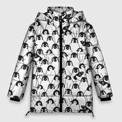 Куртка зимняя женская Узор с пингвинами, цвет: 3D-красный