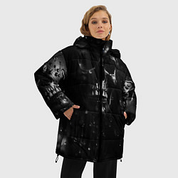 Куртка зимняя женская Черепа на темном фоне, цвет: 3D-черный — фото 2