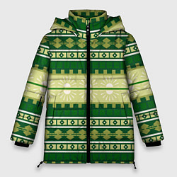 Женская зимняя куртка Зеленый этнический паттерн