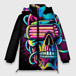 Женская зимняя куртка Cyber skull - ai art neon