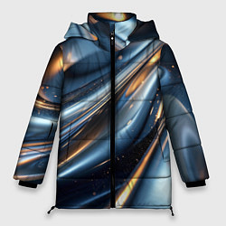 Куртка зимняя женская Синяя обтекаемая текстура, цвет: 3D-светло-серый