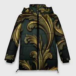 Куртка зимняя женская Золотые старые темные узоры, цвет: 3D-светло-серый