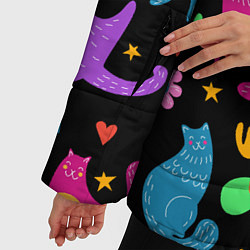 Куртка зимняя женская Паттерн разноцветных котиков, цвет: 3D-светло-серый — фото 2
