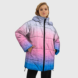 Куртка зимняя женская Tie-dye color gradient: pink-blue, цвет: 3D-светло-серый — фото 2