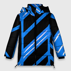 Женская зимняя куртка Black and white stripes on a blue background