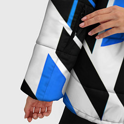 Куртка зимняя женская Blue and black stripes on a white background, цвет: 3D-красный — фото 2