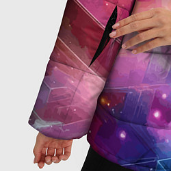 Куртка зимняя женская Геометрический неоновый космос - нейросеть, цвет: 3D-красный — фото 2