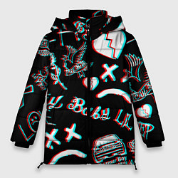 Куртка зимняя женская Lil Peep logo glitch, цвет: 3D-черный