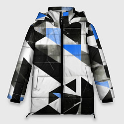 Куртка зимняя женская Black and blue abstraction on a white background, цвет: 3D-красный