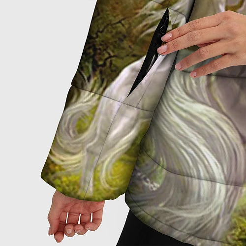 Женская зимняя куртка Радужный единорог / 3D-Светло-серый – фото 5