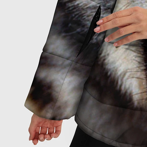 Женская зимняя куртка Взгляд волка / 3D-Светло-серый – фото 5