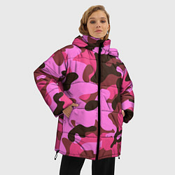 Куртка зимняя женская Камуфляж: розовый/коричневый, цвет: 3D-черный — фото 2
