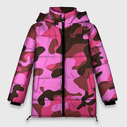 Куртка зимняя женская Камуфляж: розовый/коричневый, цвет: 3D-светло-серый