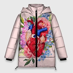Куртка зимняя женская Цветочное сердце, цвет: 3D-светло-серый