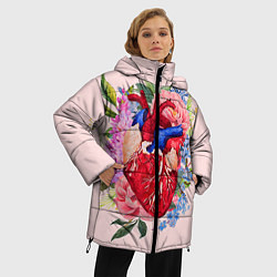 Куртка зимняя женская Цветочное сердце, цвет: 3D-красный — фото 2