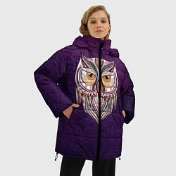 Куртка зимняя женская Расписная сова, цвет: 3D-красный — фото 2