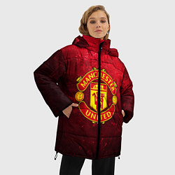 Куртка зимняя женская Манчестер Юнайтед, цвет: 3D-черный — фото 2