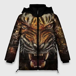 Куртка зимняя женская Разъяренный тигр, цвет: 3D-красный