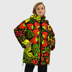 Куртка зимняя женская Хохлома: земляника, цвет: 3D-черный — фото 2