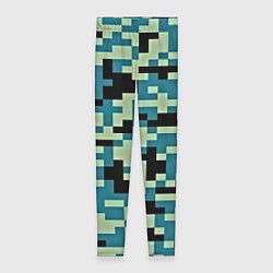 Леггинсы женские Камуфляж пиксельный: голубой/черный, цвет: 3D-принт
