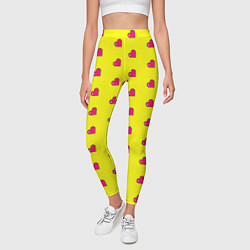 Леггинсы женские 8 bit yellow love, цвет: 3D-принт — фото 2