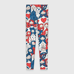 Женские легинсы Русские матрешки триколор