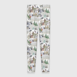 Леггинсы женские Рождественский пейзаж - паттерн, цвет: 3D-принт