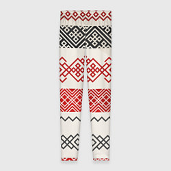 Леггинсы женские Славянский узор красно-черный, цвет: 3D-принт