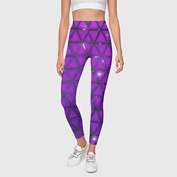 Леггинсы женские Фиолетовые треугольники, цвет: 3D-принт — фото 2