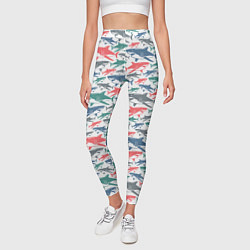 Леггинсы женские Разноцветные Акулы, цвет: 3D-принт — фото 2