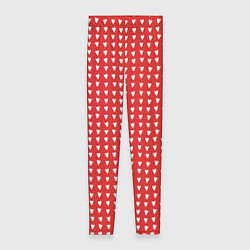 Леггинсы женские Красные сердечки паттерн, цвет: 3D-принт