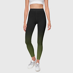 Леггинсы женские Черный и хвойный зеленый градиент, цвет: 3D-принт — фото 2