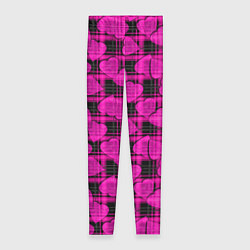 Женские легинсы Black and pink hearts pattern on checkered