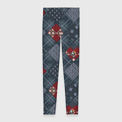 Леггинсы женские Red and blue denim patchwork, цвет: 3D-принт