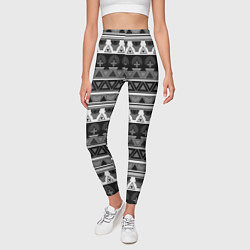 Леггинсы женские Черно-белый скандинавский орнамент, цвет: 3D-принт — фото 2