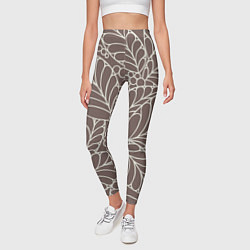 Леггинсы женские Кофеиновый паттерн из листьев, цвет: 3D-принт — фото 2