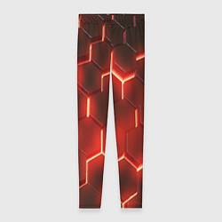 Леггинсы женские Светящиеся красным светом шестиугольники, цвет: 3D-принт