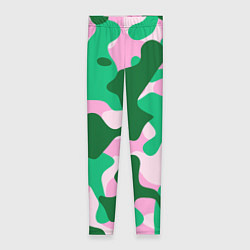 Леггинсы женские Абстрактные зелёно-розовые пятна, цвет: 3D-принт