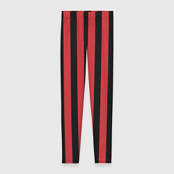 Леггинсы женские Красно черный полосатый узор, цвет: 3D-принт