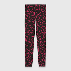 Леггинсы женские Розовые сердечки на темном фоне, цвет: 3D-принт
