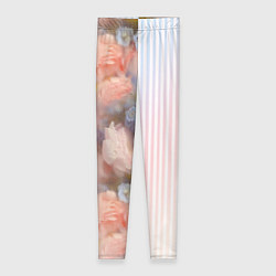 Леггинсы женские Цветы за стеклом - полосы с градиентом, цвет: 3D-принт