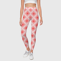 Леггинсы женские Красный ромбический паттерн, цвет: 3D-принт — фото 2
