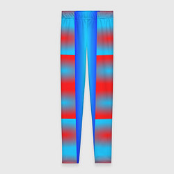 Леггинсы женские Красно-синие полосы и квадраты, цвет: 3D-принт