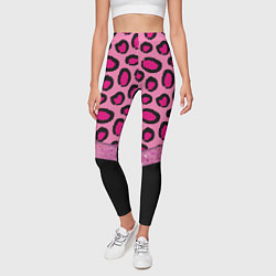 Леггинсы женские Розовый леопард и блестки принт, цвет: 3D-принт — фото 2