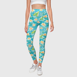 Леггинсы женские Кувшинки и лягушки, цвет: 3D-принт — фото 2