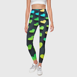 Леггинсы женские Паттерн - сердца градиент - нейросеть, цвет: 3D-принт — фото 2