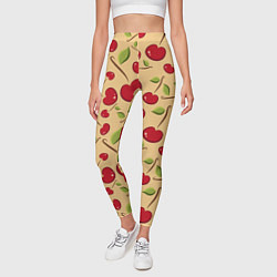 Леггинсы женские Россыпь вишни на веточках, цвет: 3D-принт — фото 2