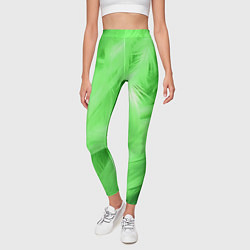 Леггинсы женские Зеленые абстрактные листья, цвет: 3D-принт — фото 2