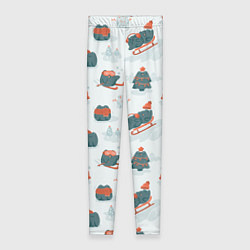 Леггинсы женские Зимние веселые лягушки, цвет: 3D-принт