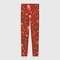 Леггинсы женские Паттерн новогодняя пижама, цвет: 3D-принт